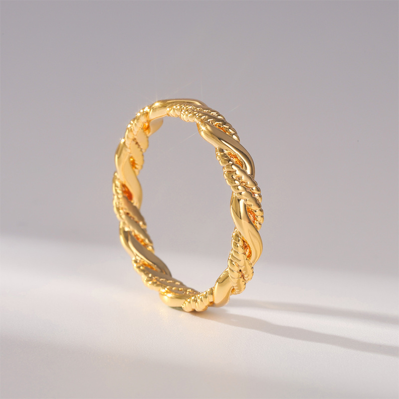 Women's 925 Sterling Silver Twist Ring with 18K Gold Plating